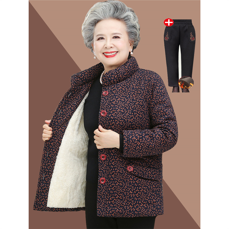 奶奶加绒加厚棉袄60岁中老年人太太冬装女妈妈保暖棉衣服短款外套