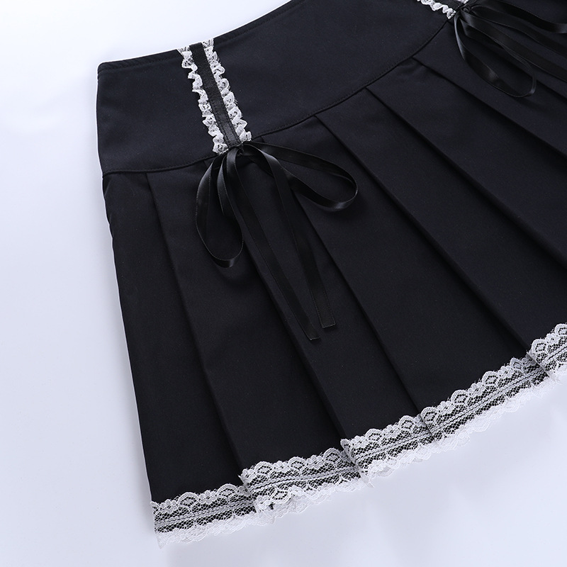 Gothic Style Lolita Lace Contrast Color Skirt NSGYB111780