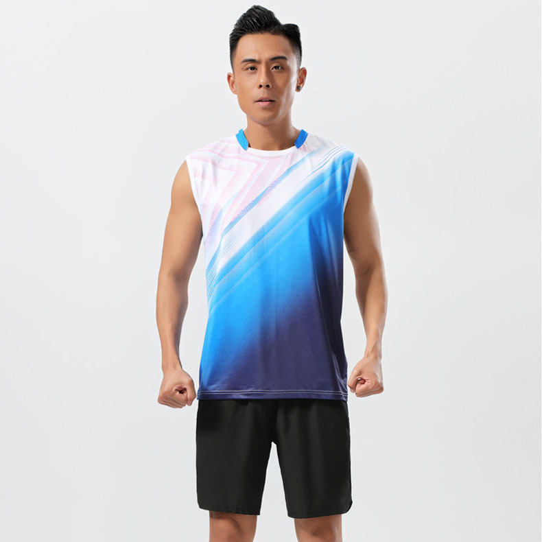 Sweat-absorbent quick-drying breathable badminton clothes suit sleeveless sports T-shirt men's slim-fit volleyball vest cut-sleeve workout clothes