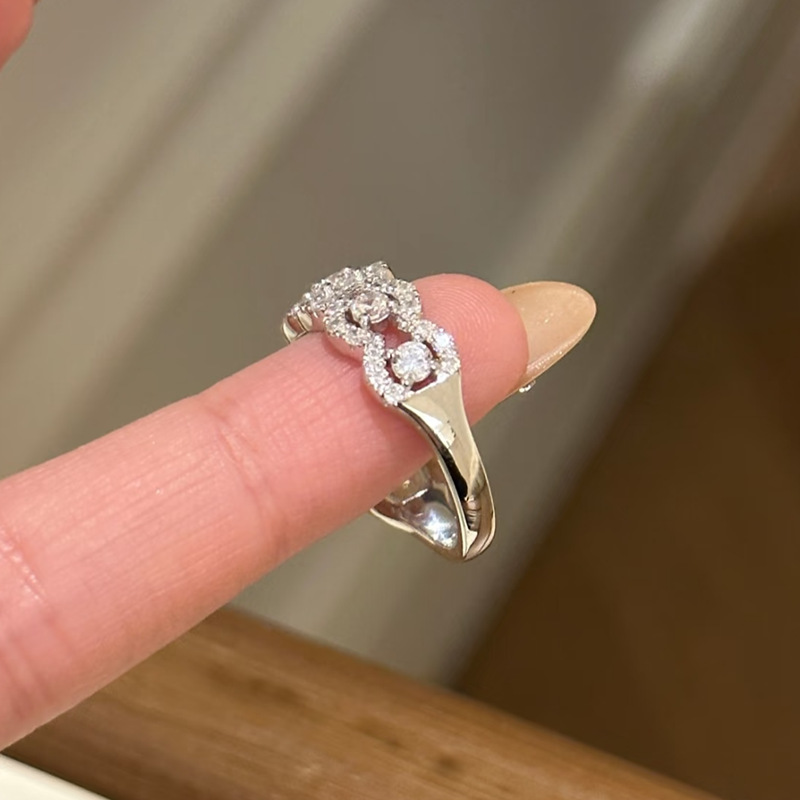 Luoxisi Temple Jewelry S925 シルバーの新しい二層レースリング、柔らかなラインとダイヤモンドのウェディングリング、女性用、積み重ね可能|undefined