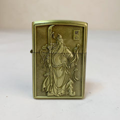 Guan Gong embossed bronze 3067 kerosene metal windproof double-sided carved retro lighter wholesale