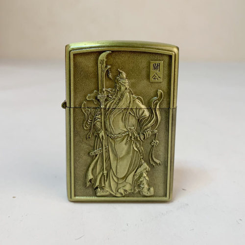 Guan Gong embossed bronze 3067 kerosene metal windproof double-sided carved retro lighter wholesale