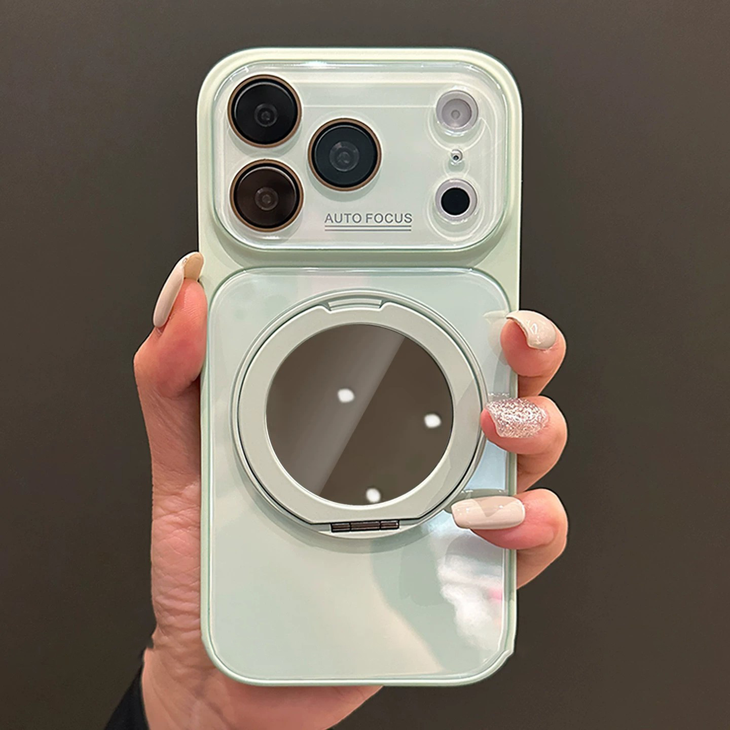 Suitable for Iphone18Promax Phone Case, Mirror Surface, 360-Degree Rotating Magnetic Stand, Apple 17 Glass Protective Case
