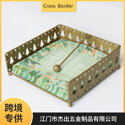 Creative napkin holder Iron high-end Western restaurant tissue storage rack kitchen simple desktop tree square towel paper holder
