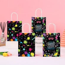 泼墨涂鸦款谢谢礼品袋万圣节感恩节圣诞节派对礼物包装手提纸袋