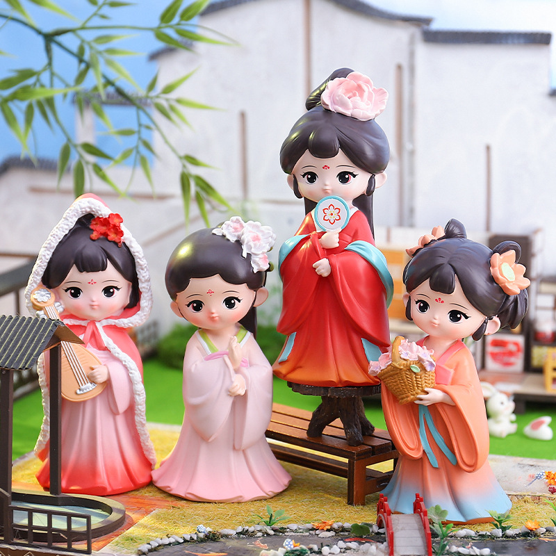 Creative Ancient Style National Color Song - Large Ornaments Cute Doll Resin Craft Living Room Entrance Tv Cabinet Decorations