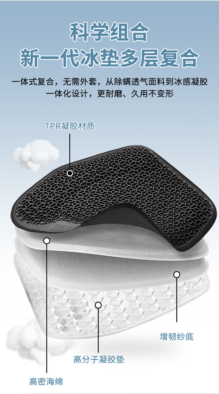 Gel Seat Cushion Car Honeycomb Chair Cushion Office Long-Sitting Chair Summer Breathable Egg Seat Cushion Silicone Cooling Pad