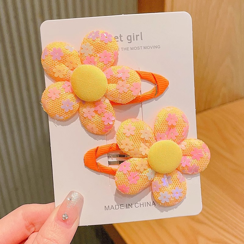 Hermosas flores para el cabello para niños coloridos dulces pinzas de cabello laterales pinzas de frangeas niñas pinzas de cabello trituradas adornamientos para el cabello