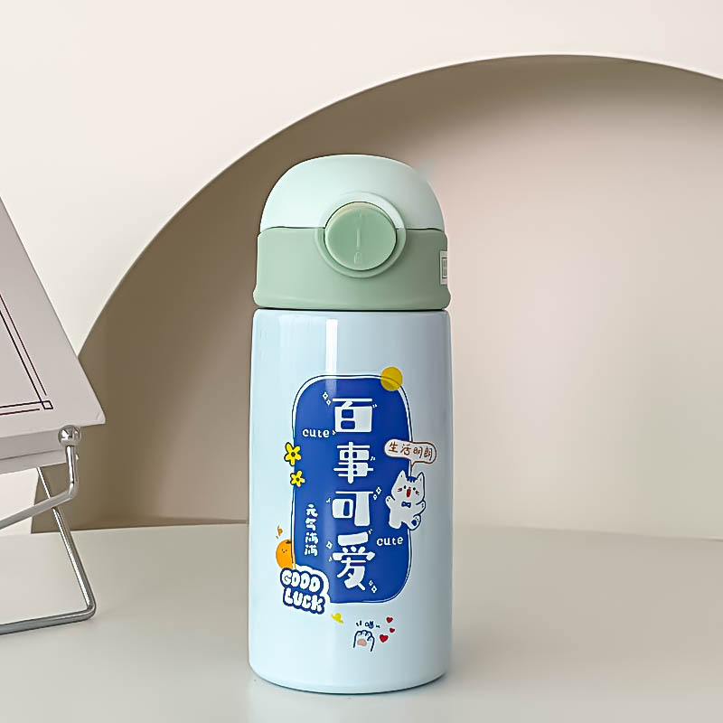 弹跳盖按压便携不锈钢保温杯304女高颜值卡通可爱儿童随行水杯女|undefined