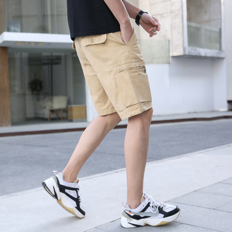 2022 verano Comercio exterior estilo coreano recortado pantalones cortos hombres rectos multi-Bolsa de ropa de trabajo cortos ins moda de los hombres jóvenes pantalones Casuales