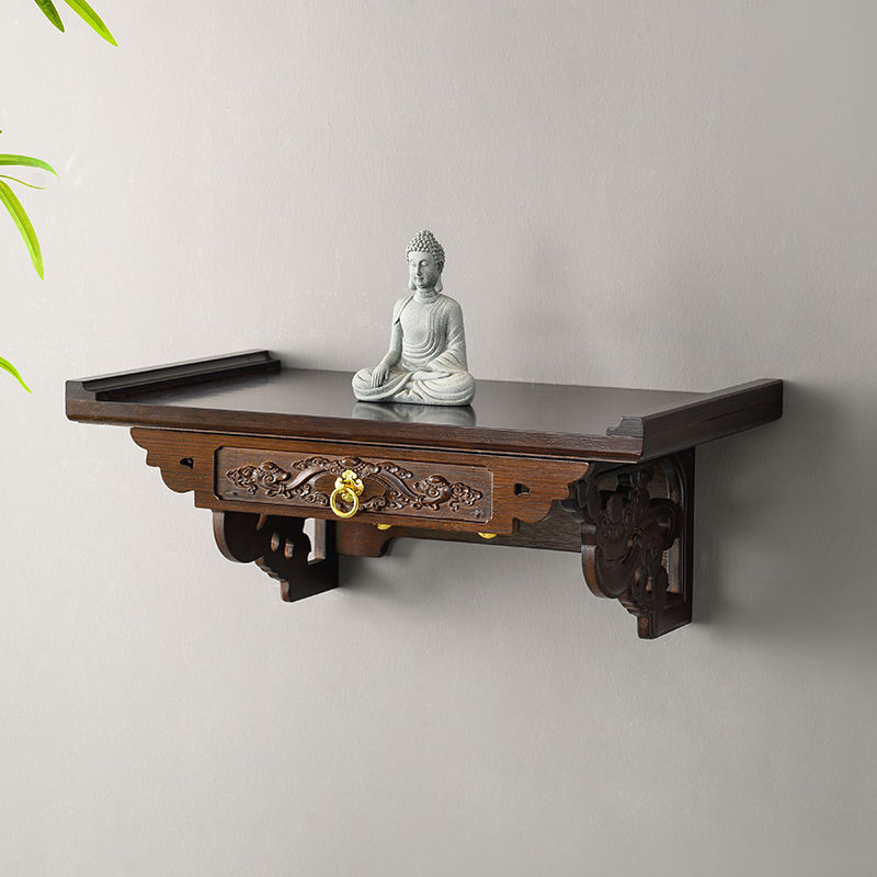 Wall-Mounted Shrine Stand for Household Use, Featuring a Cabinet for Placing the God of Wealth, Offering Table, Incense Stand, and Bracket for Guanyin Shrine Cabinet
