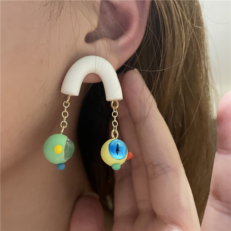 Korean Style Macaron Color Small Monster Earrings display picture 3