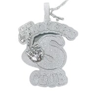 工厂跨境热卖款专供嘻哈铜锆石大吊坠潮人男士项链首饰字母