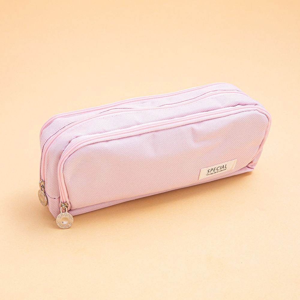 Nuevo estilo transfronterizo, caja de papelería de alto valor para estudiantes, bolsa de lápices de gran capacidad de doble apertura, bolsa de papelería simple para estudiantes de escuela primaria y secundaria