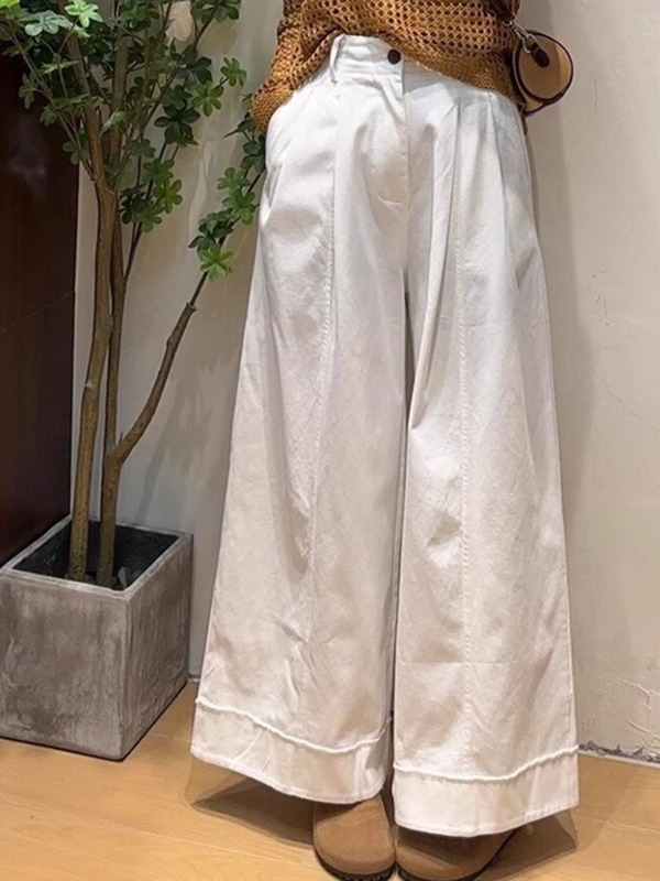 韩系白色垂感阔腿裤女春秋显瘦百搭松弛感小个子休闲直筒长裤2025|undefined