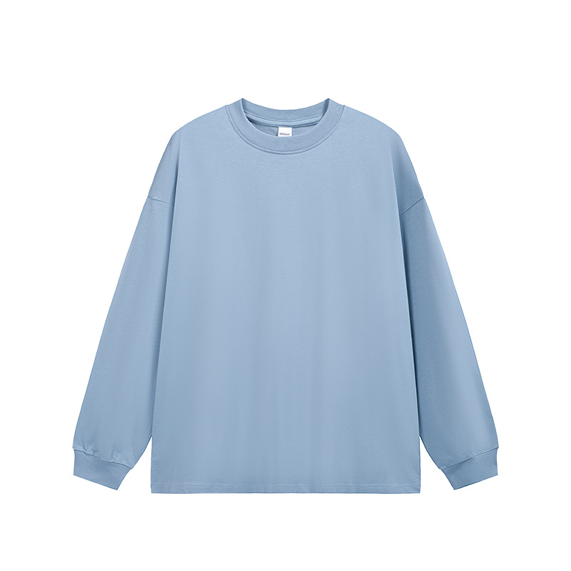 JIEZHAN | 305Gfog カラー長袖 Tシャツ 25 秋アメリカンソリッドカラーコットンルーズカップルボトリングシャツ