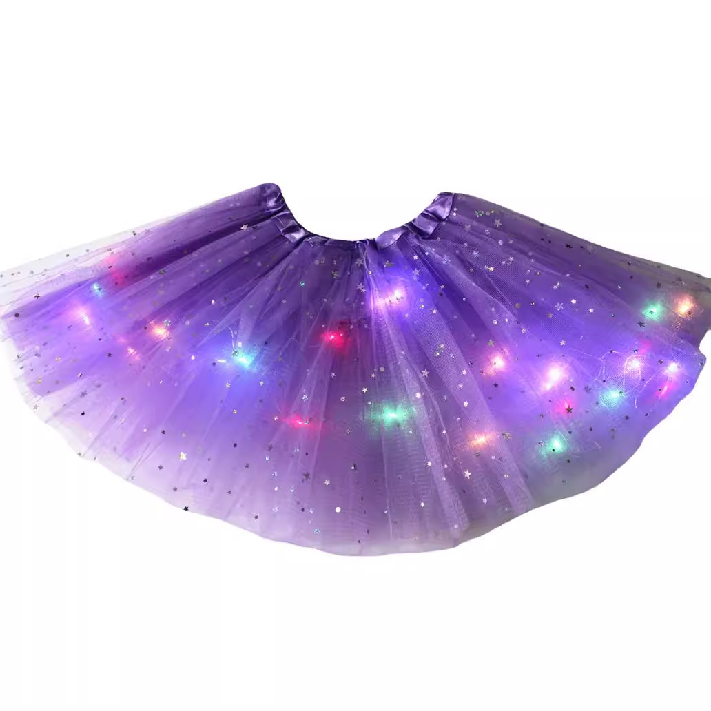 European and American New Kidsren's Sequined Tutu Skirt Tutu Skirt Luminous Half-Length Mesh Skirt Led Dance Star Bunny Skirt