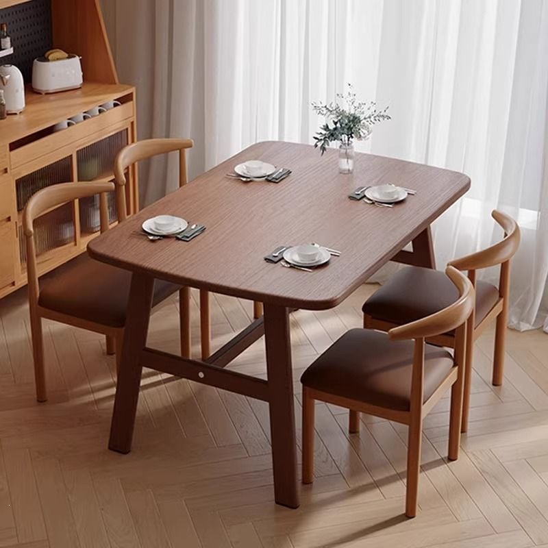 Nordic-style dining table for small homes, light luxury, simple modern commercial table and chair set for rental apartments, rectangular table combination