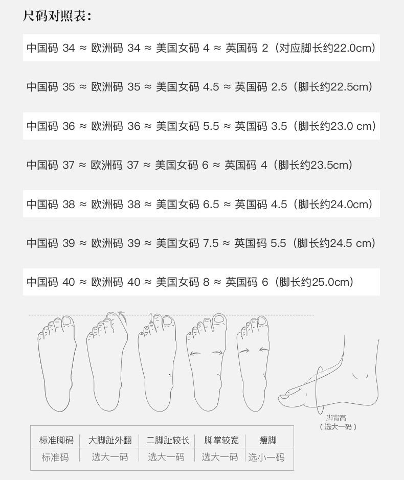 尺码表