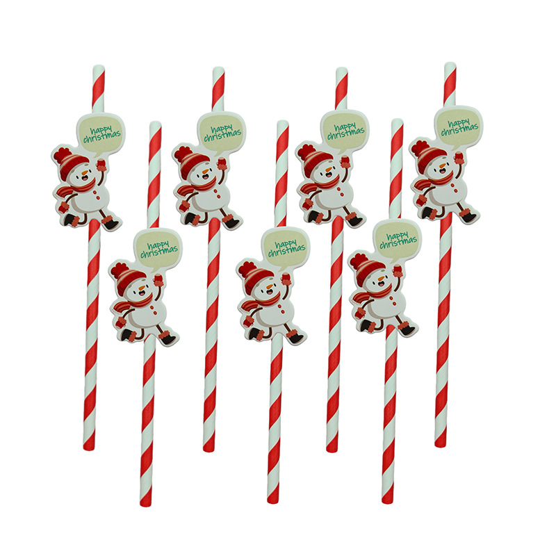 Papel de fiesta de Navidad transfronterizas temática de Navidad desechable postre cóctel de paja decoración