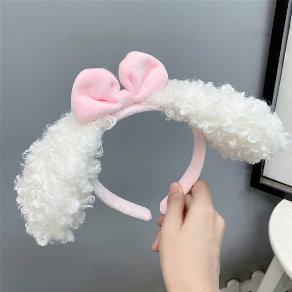 Cute Little Sheep Ears Hairband Plush Bowknot Sweet Lamb Headband Women Wholesale display picture 4