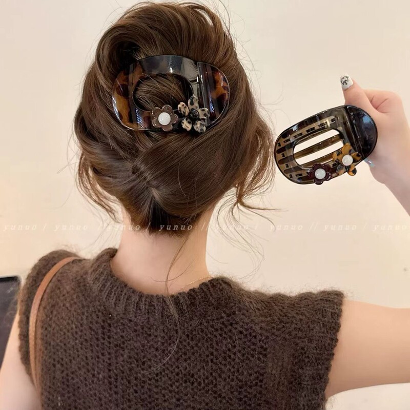 气质波点蝴蝶结扁平发夹女2025新款高端发抓夹后脑勺不硌头贝壳夹|undefined