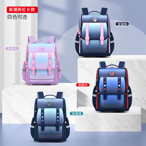 New style primary school student backpack integrated large capacity lightweight children's burden reduction English style dual shoulder backpack for grades 1-3-6