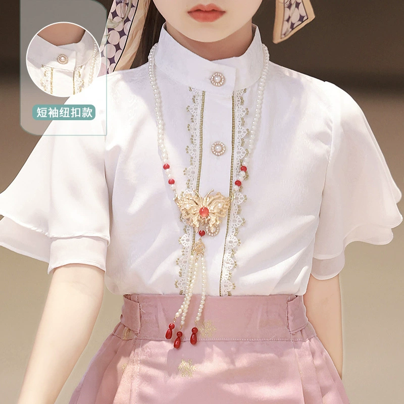 Horse-faced skirt mid-large children's suit 2025 new children's national style high-end Chinese costume for girls Chinese style ancient costume
