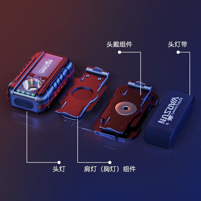 Fabricante de Wolson TD01 faro de advertencia de hombro luz de carga multifuncional luz de alta intensidad super brillante noche pescando faro de inducción