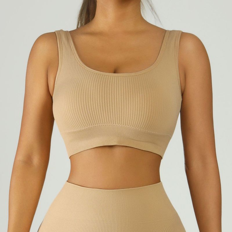 Amazon クラシック スレッド ヨガ フィットネス ベスト BRA 胸パッド付き 弾性セクシーな U 字型ネック スポーツ ブラジャー|undefined