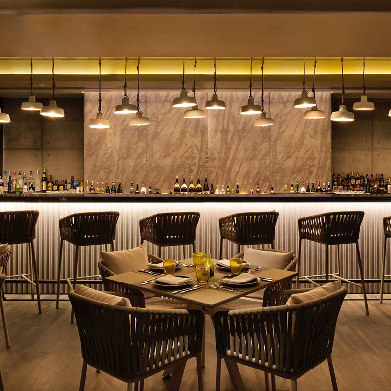 Outdoor table and chair set, rattan chair, three-piece set, outdoor garden courtyard wicker furniture combination, balcony hotel rope-woven dining chair