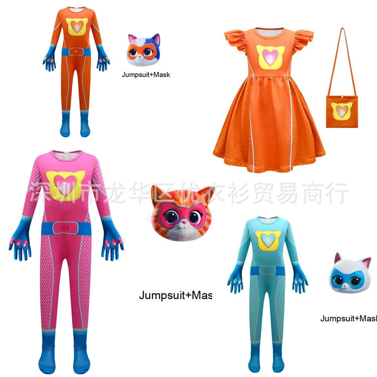 Новый мальчик Super Cat SuperKitties Сшитое платье платье женское летающее рукава юбка А