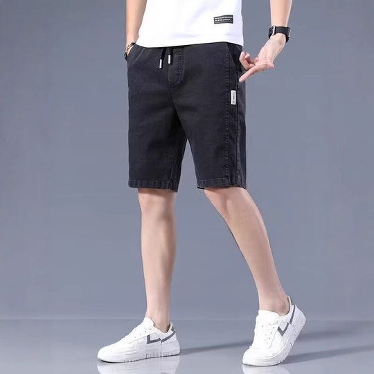 Trendy Lun Cloth Men's Denim Shorts Summer New Casual Pants Men's Loose Straight Five-point Outer Wear Ice Silk Men's Pants