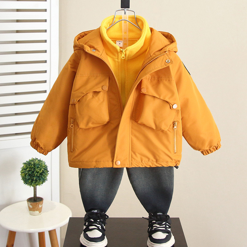 6795 niños invierno más chaqueta de algodón 2025 otoño e invierno nuevo estilo niños tres en uno chaqueta estilo occidental bebé versión coreana