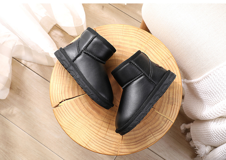 Bottes de neige pour enfants filles chaussures nouvelles bottes d'hiver courtes garçons bébé en cuir véritable chaussures épaisses en coton chaud_voghion.com