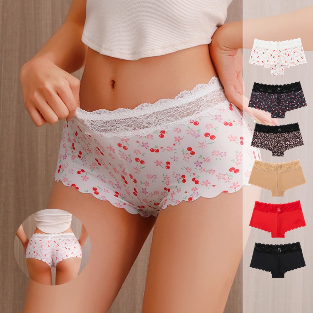 Women's sexy leopard print lace breathable boxer shorts underwear