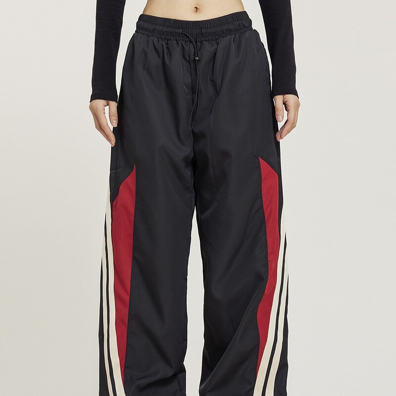 American Y2K Harajuku Retro Street Pants with Loose Waist Stitching Jogging Pants High Waist Loose Wide Leg Pants