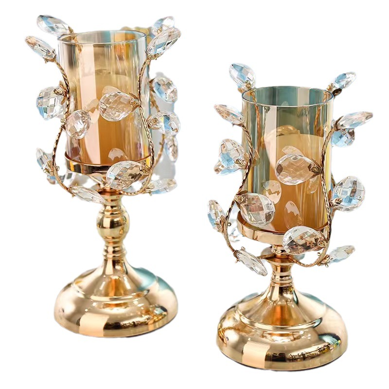 Luz lujosa vela de vidrio de cristal al por mayor simple vidrio europeo romántico mesa de comedor a la luz de las velas accesorios para la cena