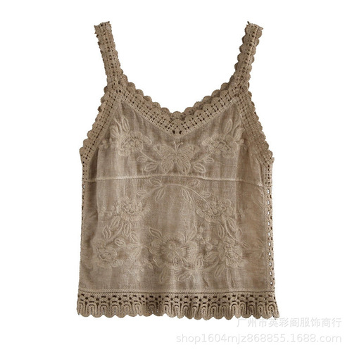 New Lace Shirt Vest Women's Hollow-Out Blouse Cleverly Designed Top for Women Spring Unique and Trendy Camisole for Women