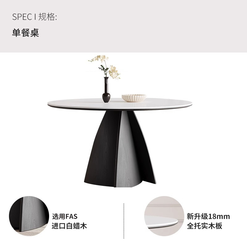 Mesa de comedor de madera maciza redonda de estilo antiguo francés 2025 nuevo hogar negro pequeño apartamento celebridad de Internet mesa de comedor minimalista moderna