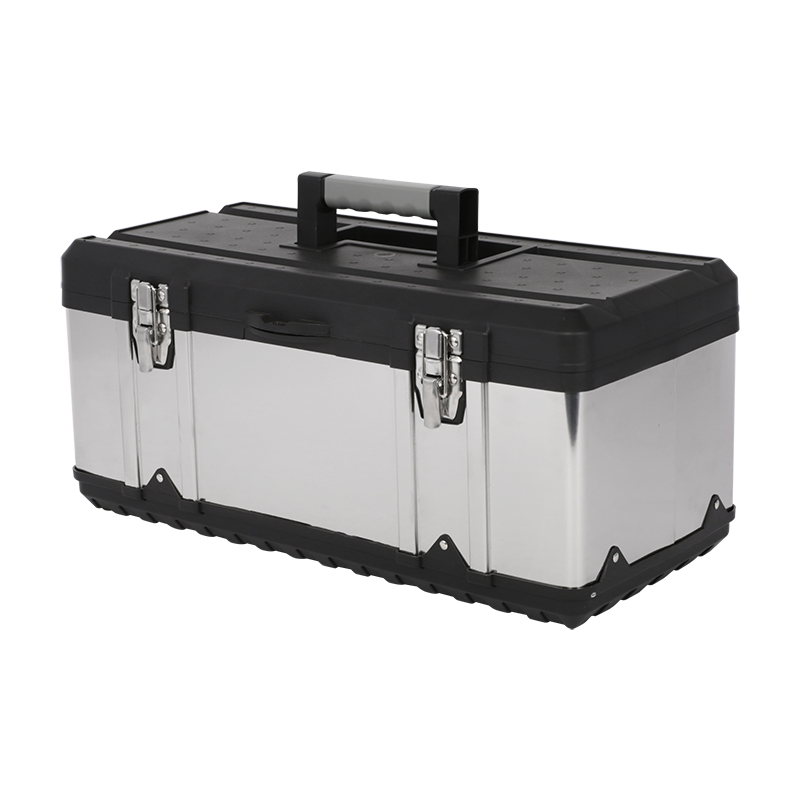 Caja de herramientas de acero inoxidable Caja de almacenamiento de coche multifuncional Hardware grande Herramienta de reparación de electricista portátil Hogar