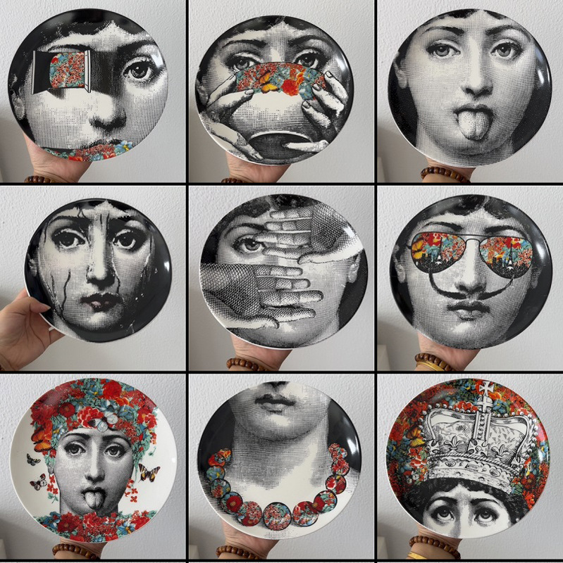 Retro face series plates, home decoration decoration plates, dish dishes, tableware, novel gifts, gift plates
