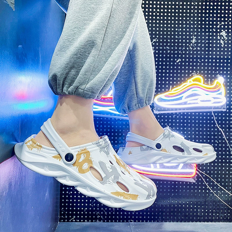 Обувь для пещер Мужская мода на открытом воздухе носить тапочки двойного назначения, домашние противоскользящие летние новые пляжные сандалии