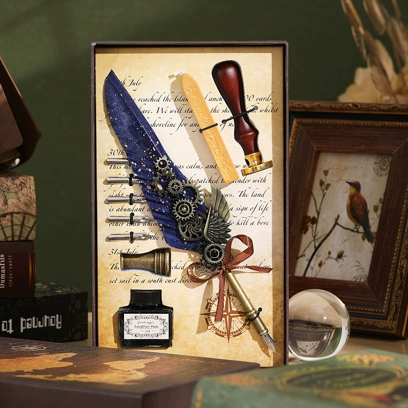 Ретро-механическая пишущая кисть, ручка в gift-boxed коробке с шестернями, набор для студентов, европейский стиль