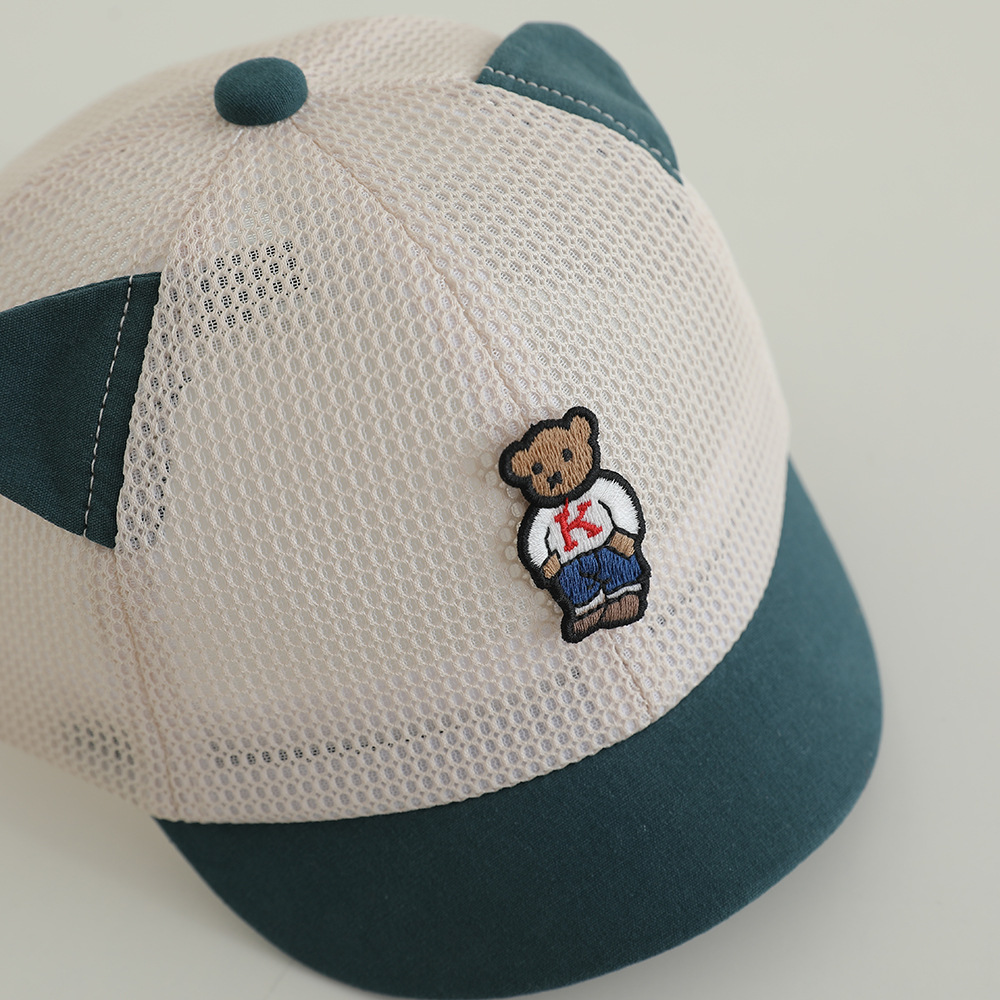 Sombrero para el sol para bebés, gorra de béisbol de malla, protector solar transpirable de verano, gorra de oreja de oso lindo, gorra de malla para niños