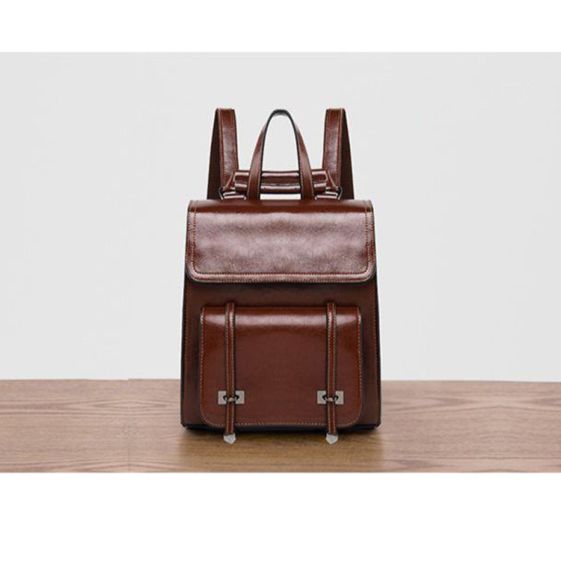 2024 nuevo bolso de cuero genuino de las mujeres bolsa de estilo retro bolsa de mensajero de la moda bolsa de hombro ocasional de gran capacidad mochila logo