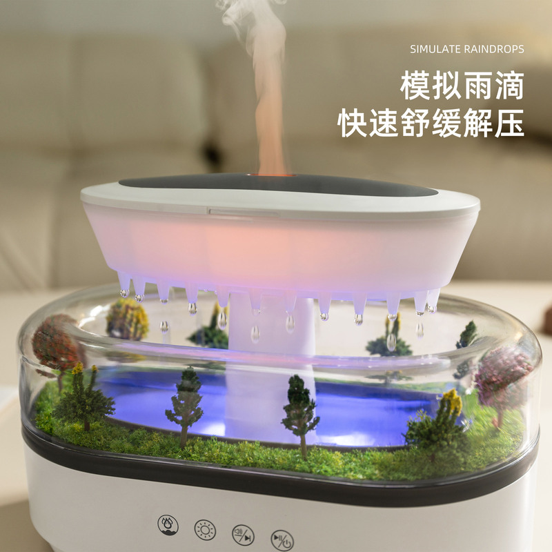 新しいクロスボーダーマイクロ風景アロマセラピーマシンカラフルな雰囲気の家庭用寝室用レインドロップアロマセラピー加湿器|undefined