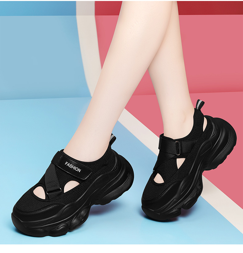 Giày sneaker chunky đế dày thoáng khí mùa hè, dây Velcro tiện lợi — 2006 màu đen, 2006 màu bạc chi tiết 8
