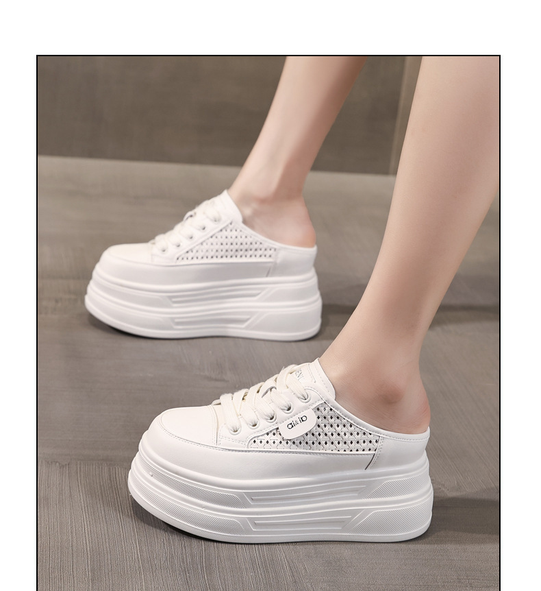 Giày sneaker nữ đế dày tăng chiều cao, phong cách basic trắng, form slip-on tiện lợi — màu trắng chi tiết 10