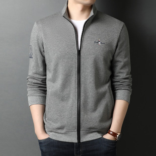 2025 Spring and Autumn Men's Long Sleeve Simple Stand Collar Zipper Jacket for Young and Middle-Aged Men